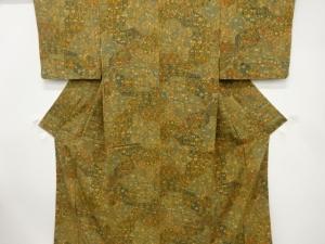 切りばめ風　花唐草模様　小紋着物